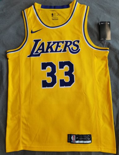 NBA 33 Abdul-Jabbar Lakers Maillot jaune